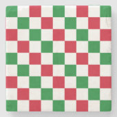 Klassisches Weihnachts-Schachbrettmuster Steinuntersetzer (Vorderseite)