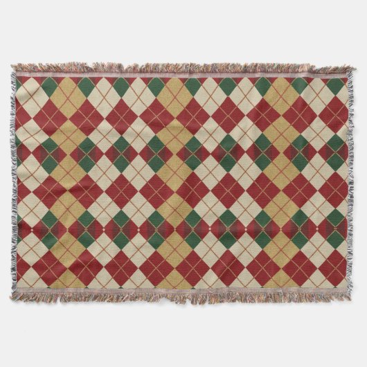 Klassisches Weihnachts-/Winter-Argyle-Muster Decke (Vorderseite)