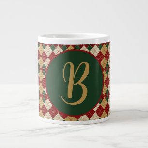 Klassisches Weihnachts-/Winter-Argyle-Muster Jumbo-Tasse