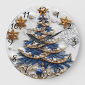 Klassisches Weihnachtsbaum-Weihnachtsdesign Große Wanduhr (Vorderseite)