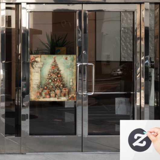 Klassisches Weihnachtsbaumfenster Fensteraufkleber (Büro Tür)