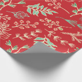 Klassisches Weihnachtsblumenmuster Geschenkpapier (Ecke)