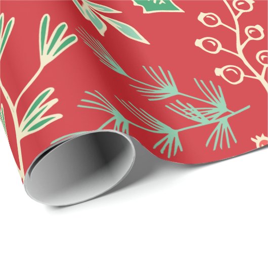 Klassisches Weihnachtsblumenmuster Geschenkpapier (Rolleneckpunkt)