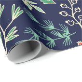 Klassisches Weihnachtsblumenmuster Geschenkpapier (Rolleneckpunkt)