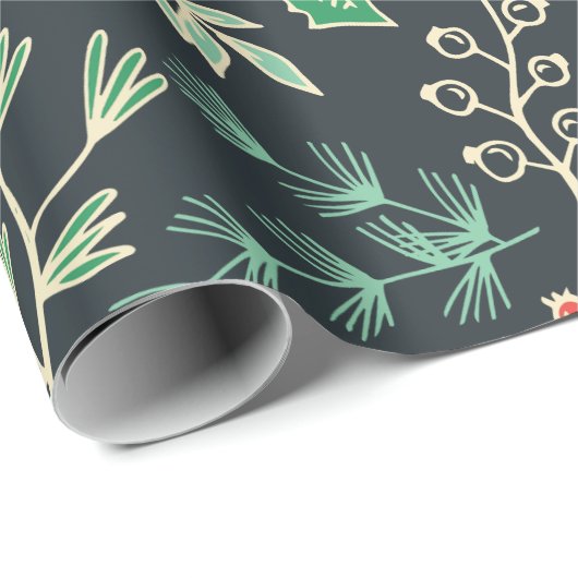 Klassisches Weihnachtsblumenmuster Geschenkpapier (Rolleneckpunkt)