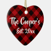 Klassisches Weihnachtsdesign Roter Büffel kariert Keramik Ornament (Rechts)