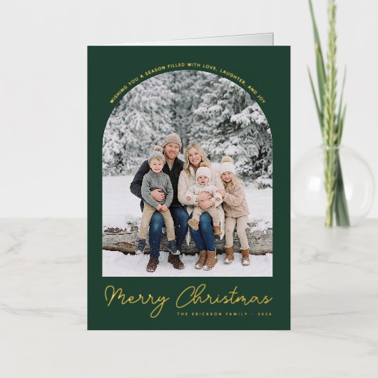 Klassisches Weihnachtsfoto mit Bogen in Grün (Vorderseite)