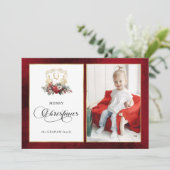 Klassisches Weihnachtsgebäck-Wappen-Foto Feiertagskarte (Stehend Vorderseite)