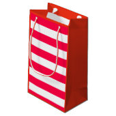 Klassisches Weihnachtsgeschenk Rot Weiß Streifen Kleine Geschenktüte (Rückseite Schrägansicht)