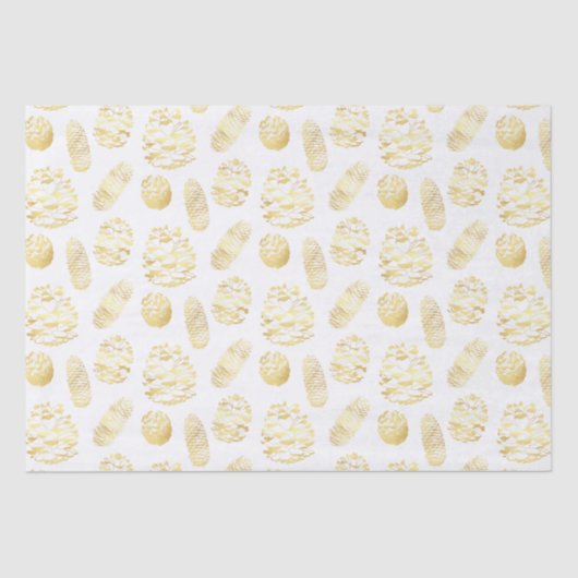 Klassisches Weihnachtsgold Pinecones Tissue Seidenpapier (Vorderseite)
