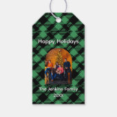 Klassisches Weihnachtsgrün Kariertes Muster Custom Geschenkanhänger (Vorderseite)