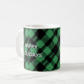 Klassisches Weihnachtsgrün kariertes Muster Custom Kaffeetasse (Vorderseite Links)