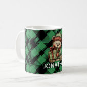 Klassisches Weihnachtsgrün kariertes Muster Custom Kaffeetasse (Vorderseite Links)