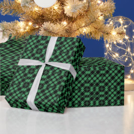 Klassisches Weihnachtsgrün kariertes Muster Geschenkpapier