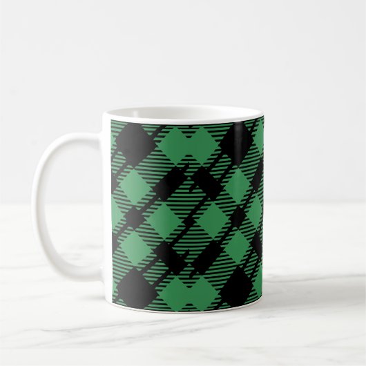 Klassisches Weihnachtsgrün kariertes Muster Kaffeetasse (Links)
