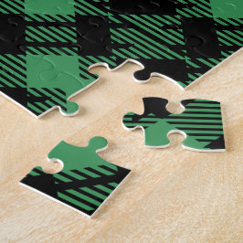 Klassisches Weihnachtsgrün kariertes Muster Puzzle