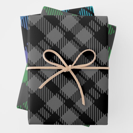 Klassisches Weihnachtsgrün Karomuster Geschenkpapier Set (Beispiel)