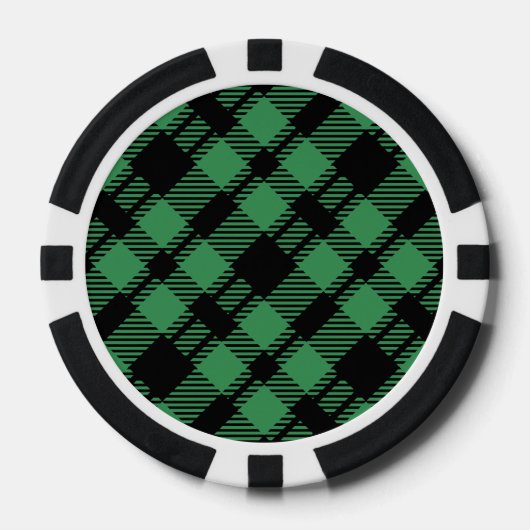 Klassisches Weihnachtsgrün Karomuster Pokerchips (Vorderseite)