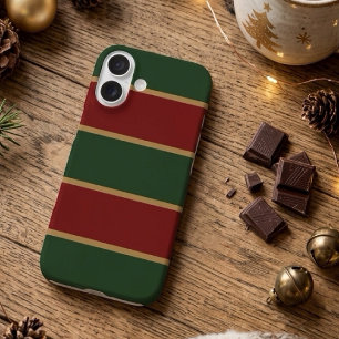 Klassisches Weihnachtsgrün und Rot mit Goldbesatz iPhone 16 Hülle