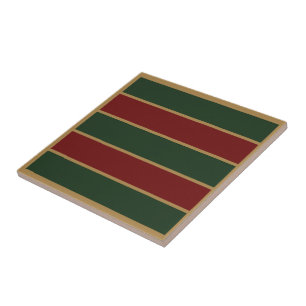 Klassisches Weihnachtsgrün und Rot mit Goldbesatz Fliese