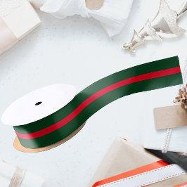 Klassisches Weihnachtsgrün und rotes Band Satinband