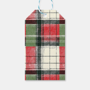 Klassisches Weihnachtsgrün und rotes Karo Geschenkanhänger