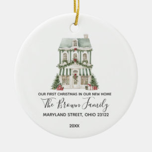 Klassisches Weihnachtshaus Winter Neues Zuhause Cu Keramik Ornament