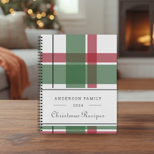 Klassisches Weihnachtskariert Familienrezept Notizblock