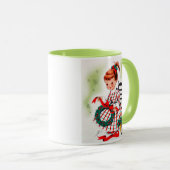 Klassisches Weihnachtskleines Mädchen mit Tasse (VorderseiteRechts)