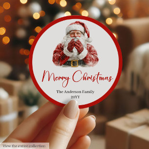 Klassisches Weihnachtsmann-Frohe-Weihnachten-Label Runder Aufkleber