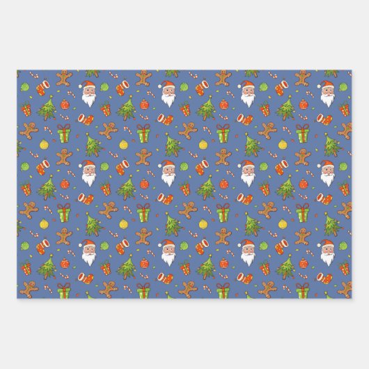 Klassisches Weihnachtsmuster Geschenkpapier Set (Vorderseite 3)