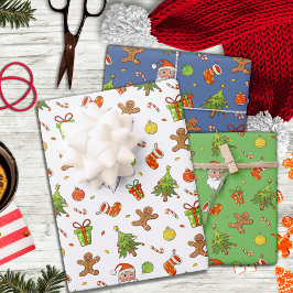 Klassisches Weihnachtsmuster Geschenkpapier Set
