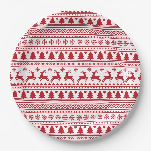 Klassisches Weihnachtsmuster Pappteller (Vorderseite)