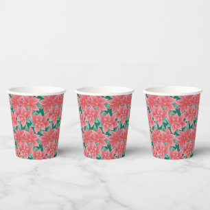 Klassisches Weihnachtsmuster Poinsettia Blumenmust Pappbecher