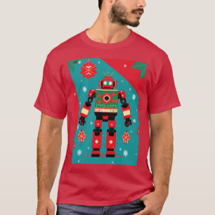 Klassisches Weihnachtspullover-Muster Roboter T-Shirt