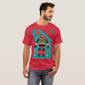 Klassisches Weihnachtspullover-Muster Roboter T-Shirt (Vorne ganz)