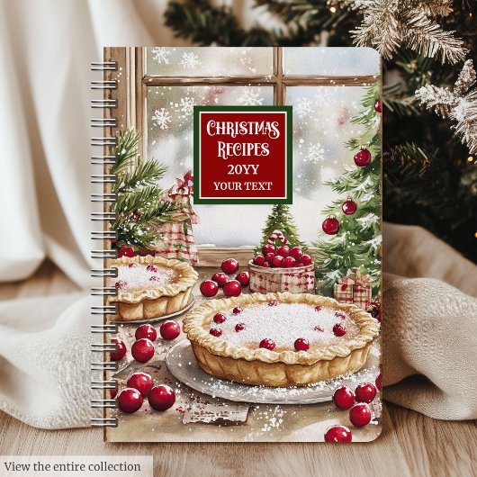 Klassisches WeihnachtsrezeptorNotebook mit Monogra Notizblock