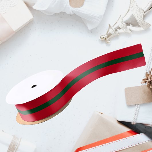 Klassisches Weihnachtsrot und grünes Band Satinband
