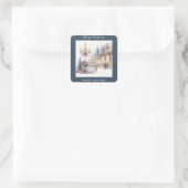 Klassisches Weihnachtswasserbild Quadratischer Aufkleber (Tasche)