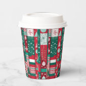 Klassisches Weihnachtswrapping Paper Muster Pappbecher (Links)