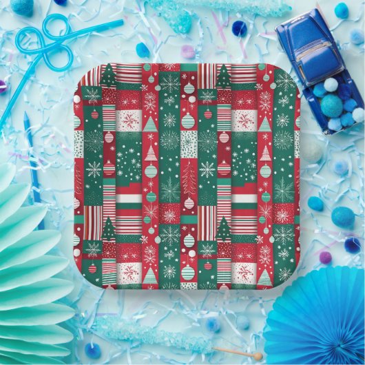 Klassisches Weihnachtswrapping Paper Muster Pappteller (Party)