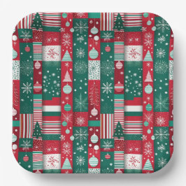 Klassisches Weihnachtswrapping Paper Muster Pappteller