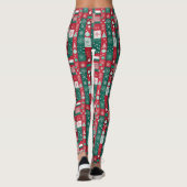 Klassisches Weihnachtswrapping Papier Muster Red G Leggings (Rückseite)