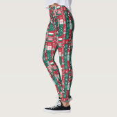 Klassisches Weihnachtswrapping Papier Muster Red G Leggings (Links)