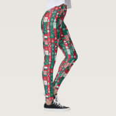 Klassisches Weihnachtswrapping Papier Muster Red G Leggings (Rechts)
