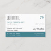 Klassisches Weiß Aquamarin Stylish Einfach mit Mon Visitenkarte (Rückseite)