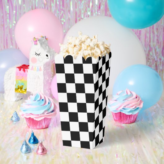 Klassisches Weiß mit Schwarz-Quadrat Muster Popcor Geschenkschachtel (Party)