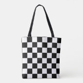 Klassisches Weiß mit Schwarz-Quadrat-Stilmuster Tasche (Rückseite)