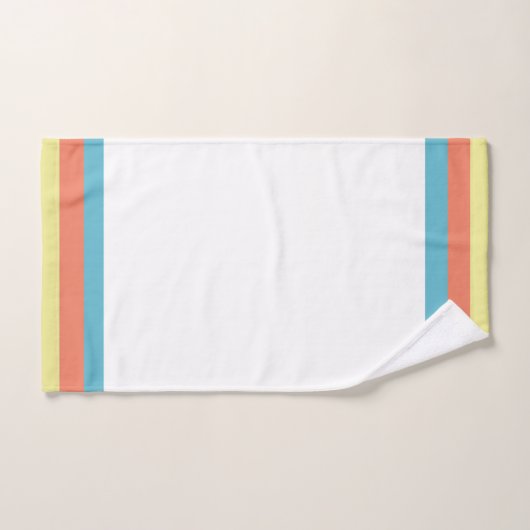 Klassisches Weiß mit Türkis, Korallengelbe Trimm Badhandtuch Set (Handtuch)