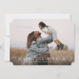 Klassisches Weiß Typografisches New Years Foto Feiertagskarte
